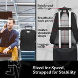 ATUTO Professional Black Laptop Backpack for Men 17 inch Compartment - Back Airflow & Fully Padded - Work & Travel Backpack for Men with Luggage Strap and Trolley Sleeve.