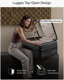 LUGGEX Checked Suitcase with Spinner Wheels, FLO5 Expandable Polycarbonate Hard Shell Suitcase with TSA Approved Lock (FX-Core, Black, 28 Inch)