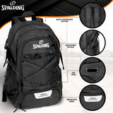 Spalding Basketball Backpack Sports Bag | Large Black Backpack with Shoe and Ball Compartment | Use for Sport Accessories and Stuff | Gifts for Basketball Players