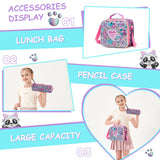 Meetbelify Backpacks for Girls Cute School Backpacks for Elementary Students Ages 8-10 Kids Aesthetic Travel Backpack Large Capacity Laptop Bookbag with Lunch Box 3 in 1 Backpack Set for Girls