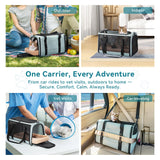 PETSFIT Soft-Sided Cat Carrier with Patented Safety Buckles, Lockable Zippers & Safety Tether,Escape-Resistant Travel Pet Carrier for Car Rides & Vet Visits, Airline Approved Under-Seat, Up to 12 lbs