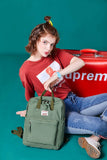 LuckyZ Womens Casual Style Lightweight Canvas Backpack Travel Daypack Small Handbag Purse Army Green