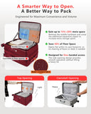 ISLAND ELEPHANT Expandable 20Inch Carry On Luggage Airline Approved - Top Opening Hardside Travel Suitcase Unbreakable -with Cup Holder,USB Charge,Side Pothook, 360°Spinner Wheels, TSA Lock-Wine Red