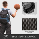 Xelfly 25L Basketball Backpack with Ball Compartment - For Sports Equipment, Gym, Travel