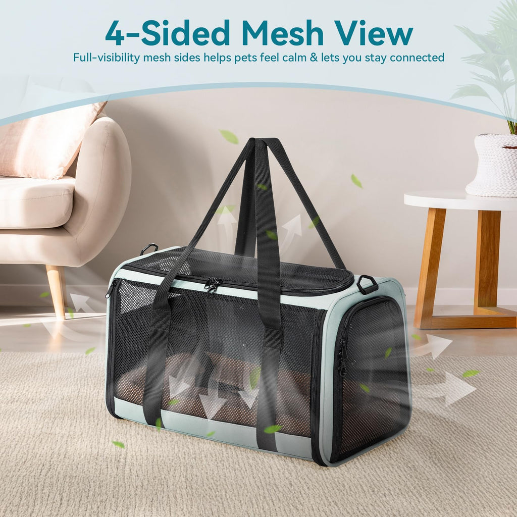 PETSFIT Soft-Sided Cat Carrier with Patented Safety Buckles, Lockable ...