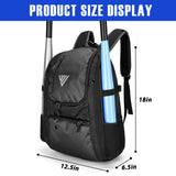 DAREKUKU Youth Baseball Backpack, Softball Bat Bag For Boys & Girls, T-Ball & Baseball Equipment & Gear, Durable Bat Backpack With Fence Hook, Shoe Compartment, Hold Bat, Glove, Helmet, Cleats