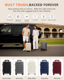 ISLAND ELEPHANT 21IN Carry On Luggage Airline Approved - Top Opening Aluminum Frame Hardside 100% PC Suitcase -with TSA Lock,Cup Holder,USB Charge,Side Pothook, 360°Spinner Wheels-White