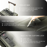 Lanuitjoy 20 inch Carry On Luggage Expandable Top Opening/Clamshell Opening, TSA Approved Carry On Luggage Hard Shell Suitcases, Lightweight Away Carry On Suitcases, Grey