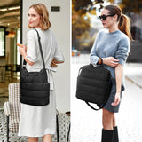KALIDI Quilted Tote Bag, Puffer Hobo Bag Anti Splash Crossbody Zipper Gym Bag Large Casual Travel Work Daily Women, Black