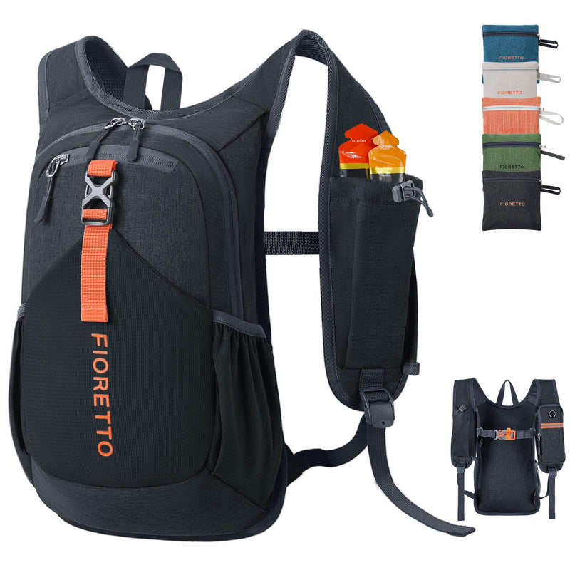 FIORETTO 10L Hiking Backpack for Women Men Mini Packable Backpack Lightweight Small Daypack for Camping Travel Outdoor, Black