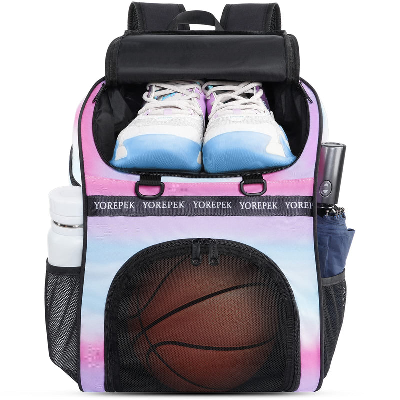 YOREPEK Basketball Bag, Large Basketball Backpack with Shoe Compartment and Ball Holder Sports Backpack for daughter son, Water Resistant for Sport Training Equipment Fits Volleyball Gym Pink