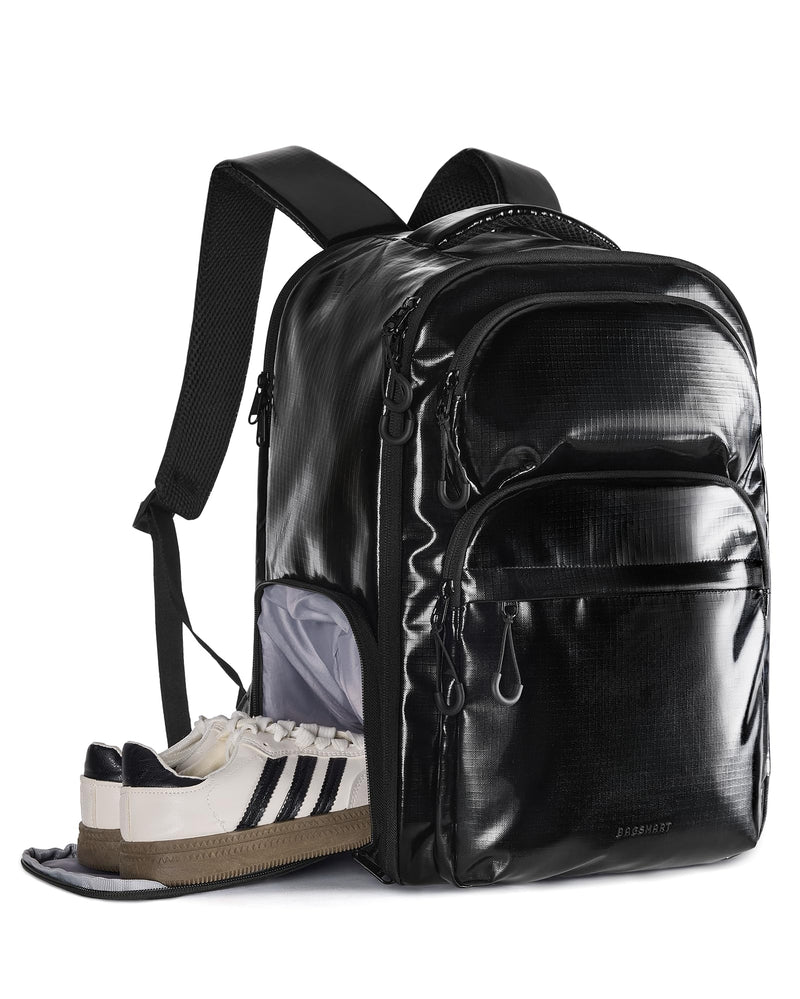 BAGSMART 30L Travel Backpack, 15.6 Inch Carry On Backpack Flight Approved, Water Resistant Weekender Bag Daypack, Black