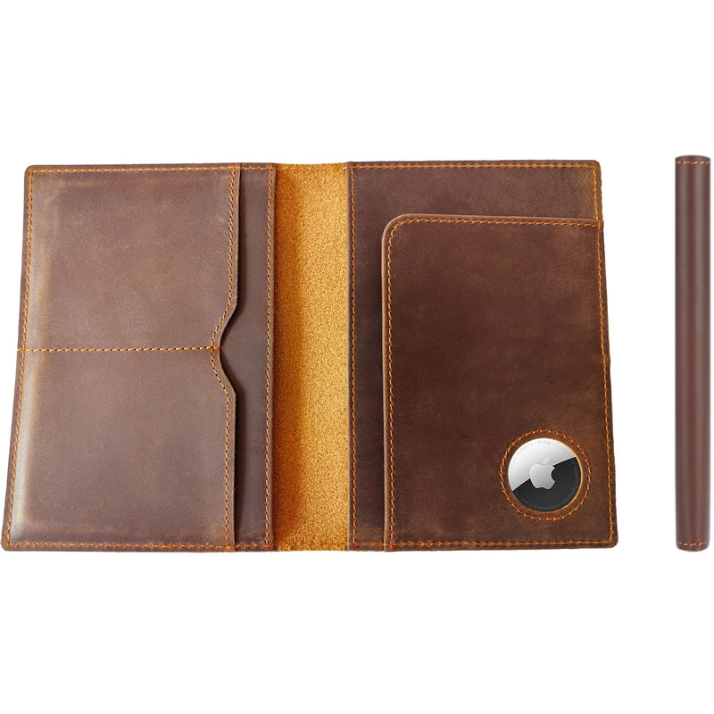 STAR VISTA Albatross Leather Travel Passport Holder, Minimalist Design, Full Grain Leather Case for Men and Women - Slim Passport Wallet, Bifold, RFID Blocking, with AirTag Holder