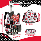 Meetbelify Backpack with Wheels for Girls Rolling Backpack Cute Carry on Backpack Kids Luggage with Lunch Box Pencil Case for Elementary Student