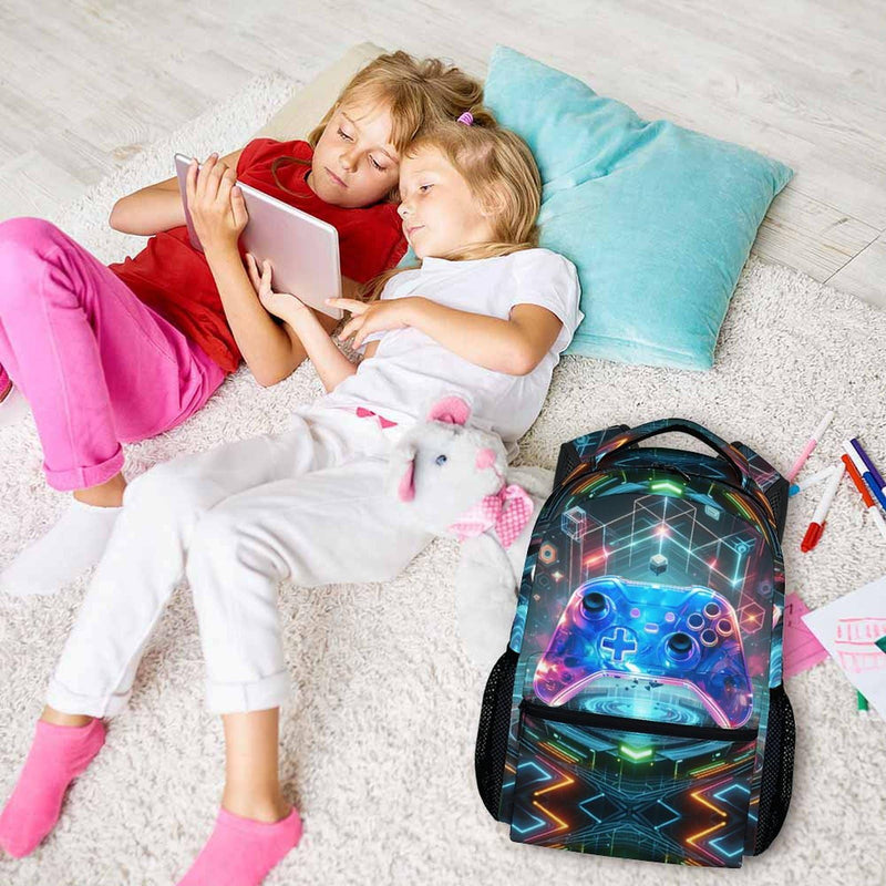 GIHSWE Kids Backpacks for Boys, Game Bookbag with Pockets for Preschool Elementary Middle School, 17 Inches Back to School Gifts for Children 8-12, Lightweight Backpacks for Gamer Lovers