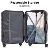 Ningering Black 3 Piece Luggage Set, ABS Hard Case Luggage Sets with Spinner Wheels, Hardshell Carry on Suitcase, Travel Suitcase with Combination Lock, 20/24/28 Inch (Black)