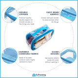 Small Clear Travel Packing Cube/See Through PVC Plastic Pouch for Carry On Suitcase, Backpack or Diaper Bag/Transparent Multipurpose Accessories, Makeup & Underwear Organizer w/Handle (Turquoise)
