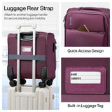 Hanke 16 Inch Underseat Carry On Luggage with Spinner Wheels Airline Approved, Small Rolling Suitcase Softside Underseater Lightweight TSA Travel Roller Suitcase Carry-On Bag(Purple)
