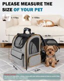 Cat Backpack Carrier with Detachable Round Play Tunnel, 2 in 1 Expandable Cat Backpack with Breathable Mesh,Cat Carrying Backpack for Cat 17lbs & Small Dog 13lbs,Grey Orange.