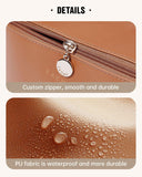 EACHY Travel Makeup Bag, Large Capacity Cosmetic Bags for Women, Waterproof Portable Open Flat Toiletry Bag Make up Bag with Divider and Handle, Gifts for Women (Brown, Large)