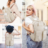 MATEIN Backpack for Teen Girls, 15.6 Inch Cute Corduroy Laptop Backpack Aesthetic College School Bookbag with Luggage Strap, TSA Lightweight Soft Kawaii Travel Backpacks for Women Nurse, Beige