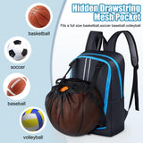 Gym Backpack with Shoe & Computer Compartment, with Drawstring Single Mesh Ball Bag for Carrying Basketball Volleyball Soccer Football Lightweight Workout Backpack for Swim Gym Travel and College