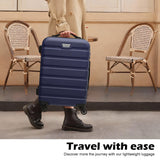 Coolife Luggage 3 Piece Set Suitcase Spinner Hardshell Lightweight TSA Lock (navy, 20/24/28)