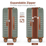SHOWKOO Luggage Sets 3 Piece Hardside Expandable Suitcase with Double Spinner Wheels Tsa Lock Green (20in/24in/28in)