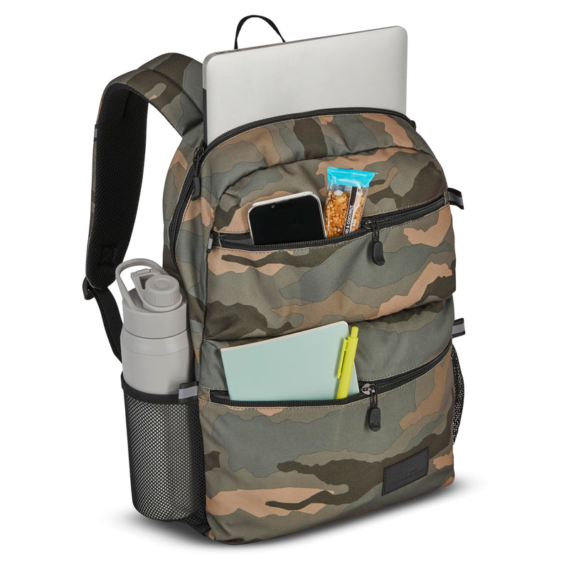 High Sierra Everclass Backpack - Travel or Work Laptop Bookbag with 360° Reflectivity, Dual Water Bottle Pockets & Fits Laptops Up To 15.6”, One Size, Natural Camo
