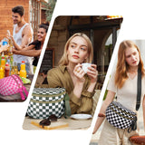 idoltimes Checkered Crossbody Bag,Nylon Bum Bags for Women Crossbody,Spacious Sling Bag Purse Fanny Packs with Shoulder Strap