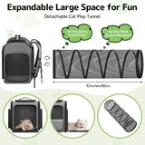 Cat Backpack with Detachable Play Tunnel, 2 in 1 Cat Tunnel Backpack Suitable for Carrying & Playing, Expandable Dog Backpack for Small Medium Kitten Puppy, Suitable for Travel Hiking Camping