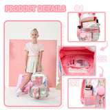 Meetbelify Backpack for Girls Backpacks with Lunch Box Pencil Case for Elementary Student Kids School Travel Bag for Girls Ages 6-8 Years Old Pink M