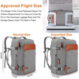 Lumesner Carry on Travel Backpacks, Extra Large 40L Flight Approved Bag for Men & Women,Expandable Suitcase Backpack With 4 Packing Cubes,Water Resistant Luggage Daypack Business Weekender Bag, Grey