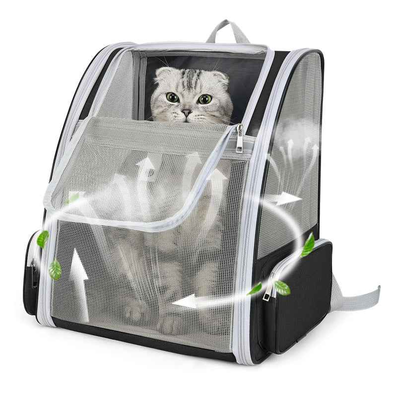Cat Backpack Carrier Large Pet Backpack for Small Dog Medium Cat Puppy Kitten Bunny up to 15lbs, Ventilated Mesh Dog Collapsible Travel Backpack for Hiking Walking Outdoor