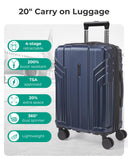 BAGSMART Expandable Carry On Luggage 22x14x9 Airline Approved, 20 Inch Travel Luggage with Spinner Wheels, Lightweight Hard Shell Suitcase Carry on Dark Blue