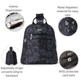 Baggallini Essential Mini Backpack Purse for Women - Built-in RFID Card Holder - Convertible Sling Bag with Adjustable Shoulder Strap