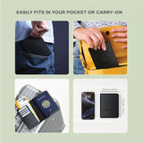 Satechi Passport Holder for Travel with Find My, Passport Cover with 4 Card Holder, Wireless Charging, and RFID protection – Travel Essential Vegan Leather Passport Holder – Black