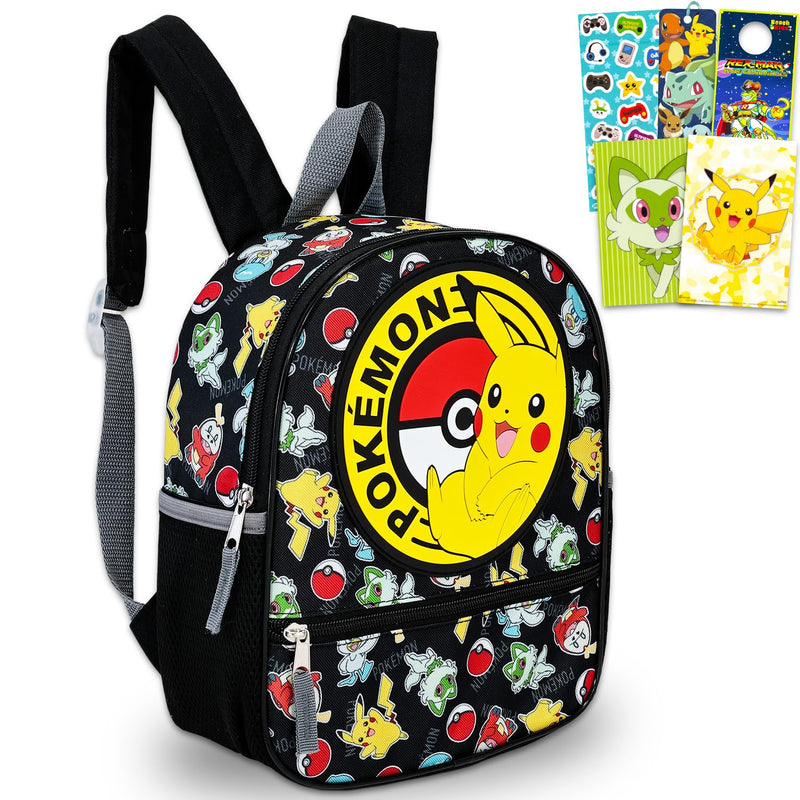 Pokemon Mini Backpack Set - Bundle with 12" Pikachu Backpack, Mini Poster, Stickers, Bookmark, More | Small Pokemon School Bag for Kids, Boys, Girls