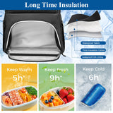 MATEIN Lunch Backpack for Men, Waterproof PU-coated Work Backpack with Lunch Compartment, Large 17 Inch Laptop Back Pack Lunchbox, Insulated Cooler Bag for Office Commute, Gifts for Work
