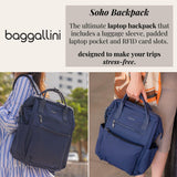 Baggallini Soho Backpack - Travel Laptop Backpack for Women - Lightweight Water-Resistant Luggage Bag, Black