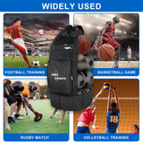 ZHSX Soccer Ball Bag,Large Mesh Ball Bag Sports Equipment Net Bag With Drawstring Closure Shoulder Strap and Oversized Front Pocket Storage Basketball,Volleyball,Football Accessories (full black)