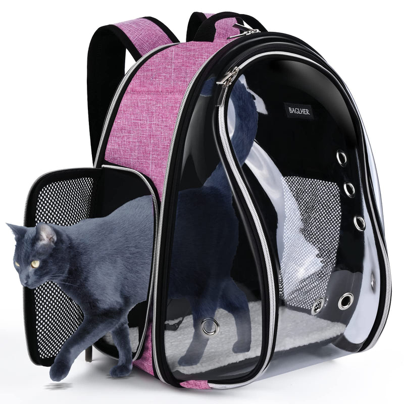 BAGLHER Cat Carrier Backpack Bubble - Fit Up to 18 Lbs - Airline-Approved Dog Backpack Carrier for Small Pets Puppies Dogs Bunny, Space Capsule Dog Carrier Backpack for Travel Outdoor Hiking, Pink