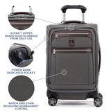 Travelpro Platinum Elite Softside Expandable Carry on Luggage, 8 Wheel Spinner Suitcase, USB Port, Laptop and Tablet Sleeves, Men and Women, Vintage Grey, Carry On 20-Inch