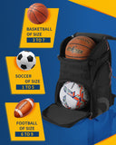 TRAILKICKER Basketball Bag Backpack with Ball Holder Multi-Sport Backpack for Soccer Volleyball Football Baseball Helmet (TK2-Black, Large)