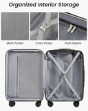 YOETEY Carry On Luggage 22x14x9 Airline Approved, Hardside Suitcase with Wheels, TSA Approved, Tote Bag, White Brown