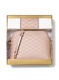 Michael Kors Jet Set Dome Crossbody With Card Case, Gold-Tone Hardware/MK Embossed Glitter/Ballet
