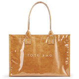 KALIDI PVC Tote Bag Women’s Kraft Paper Work Handbags Purses with Top Handle,Brown