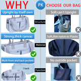 ZHMO Canvas Tote Bag for Women With Compartments and Zipper,Women's Bags Crossbody Bags Work Laptop Tote Bag Large Satchels Handbags Tote Purse Everyday Shoulder Bag for Travel Nurse Teacher Church