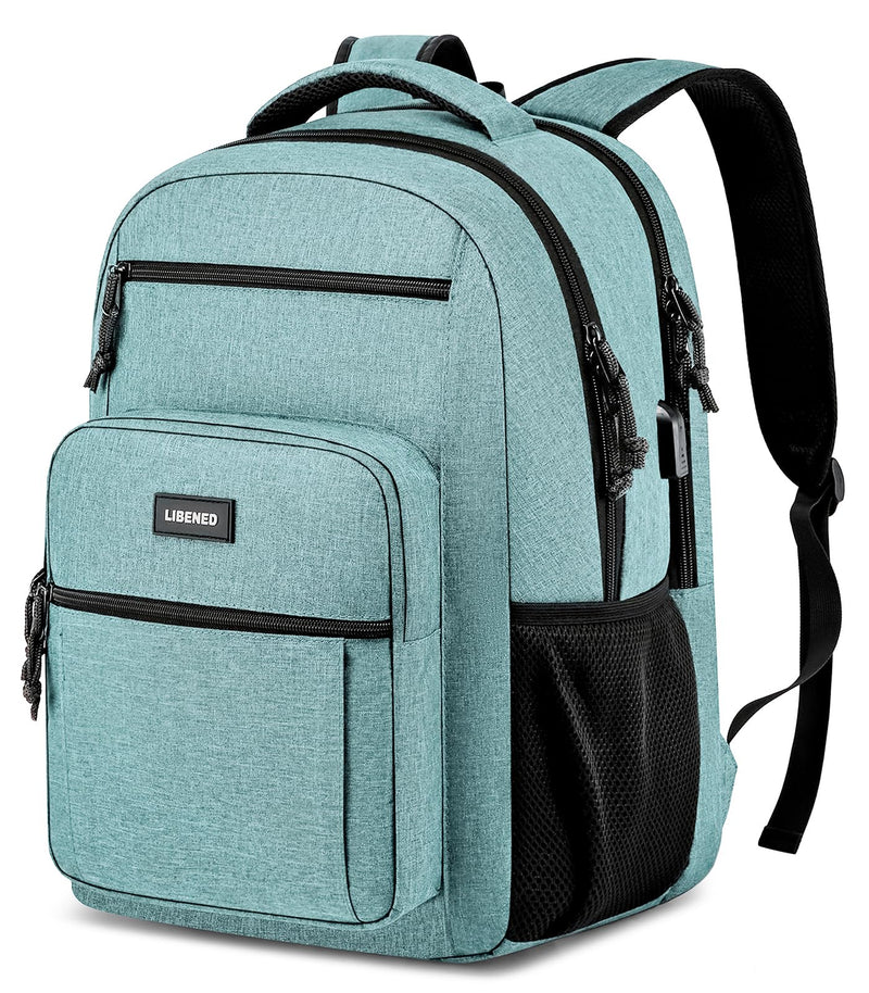 LIBENED School Backpack for Teens Girls and Boys, Lightweight and Sturdy Bookbag for College with USB Charging Port, 15.6 inch Water-Resistant Back pack with Laptop Sleeve, Teal