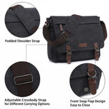 Dasein Large Vintage Canvas Messenger Shoulder Bag, Black, 15in Laptop